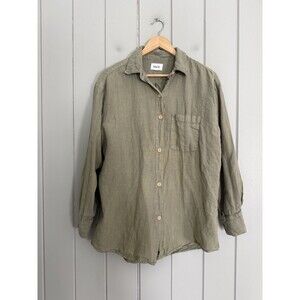 Mate The Label Linen Shirt Women’s XS Oversized Button Up Long Sleeve Green